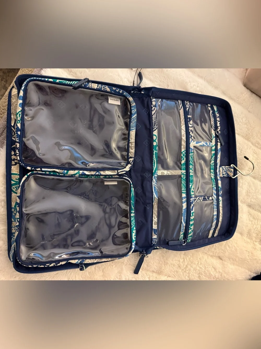 Vera Bradley Hanging Travel Organizer with Clear Pockets - Navy & Teal